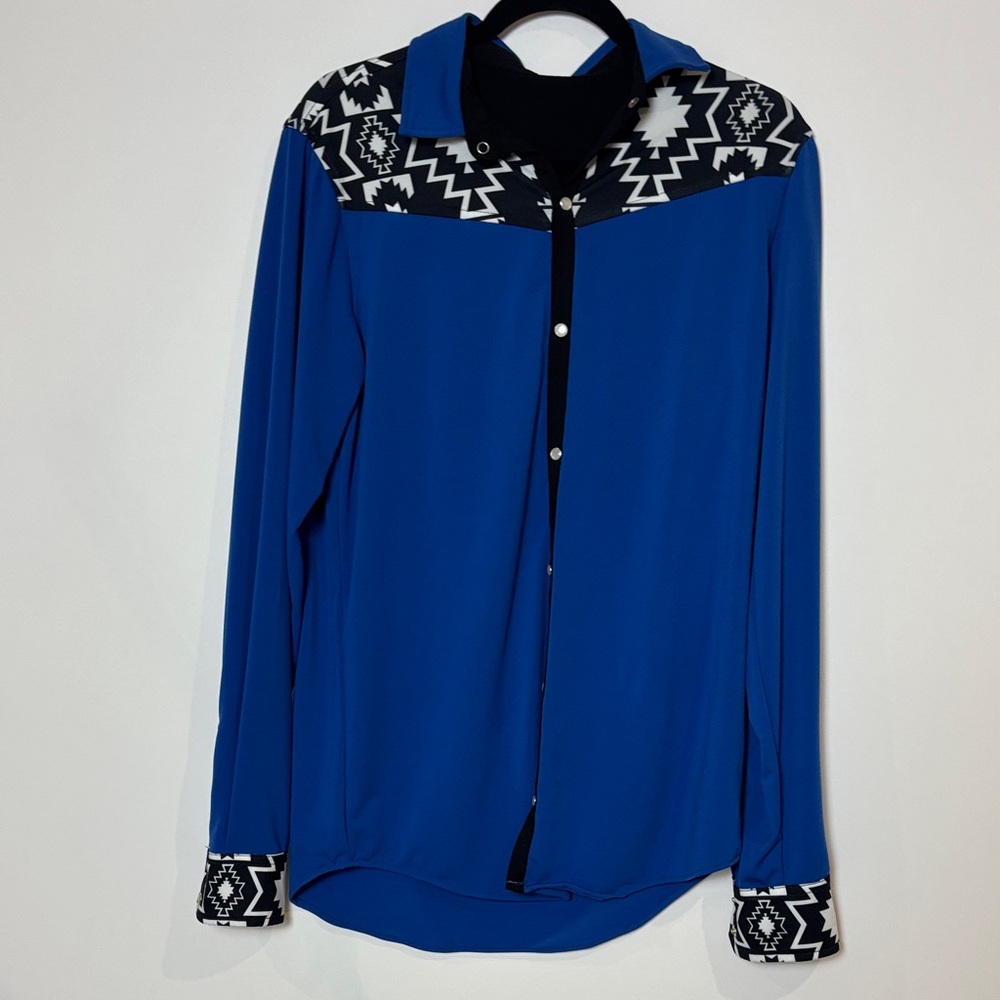 Blue and Black Mens Western Athletic Pearl Snap